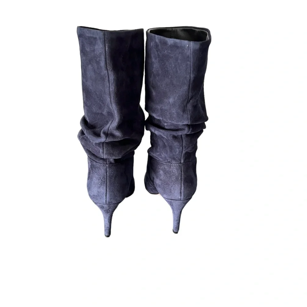 Andrea Carrano RICCIA NAVY SUEDE Mid-Calf Bootie Women’s Size 7.5 - Picture 5 of 12
